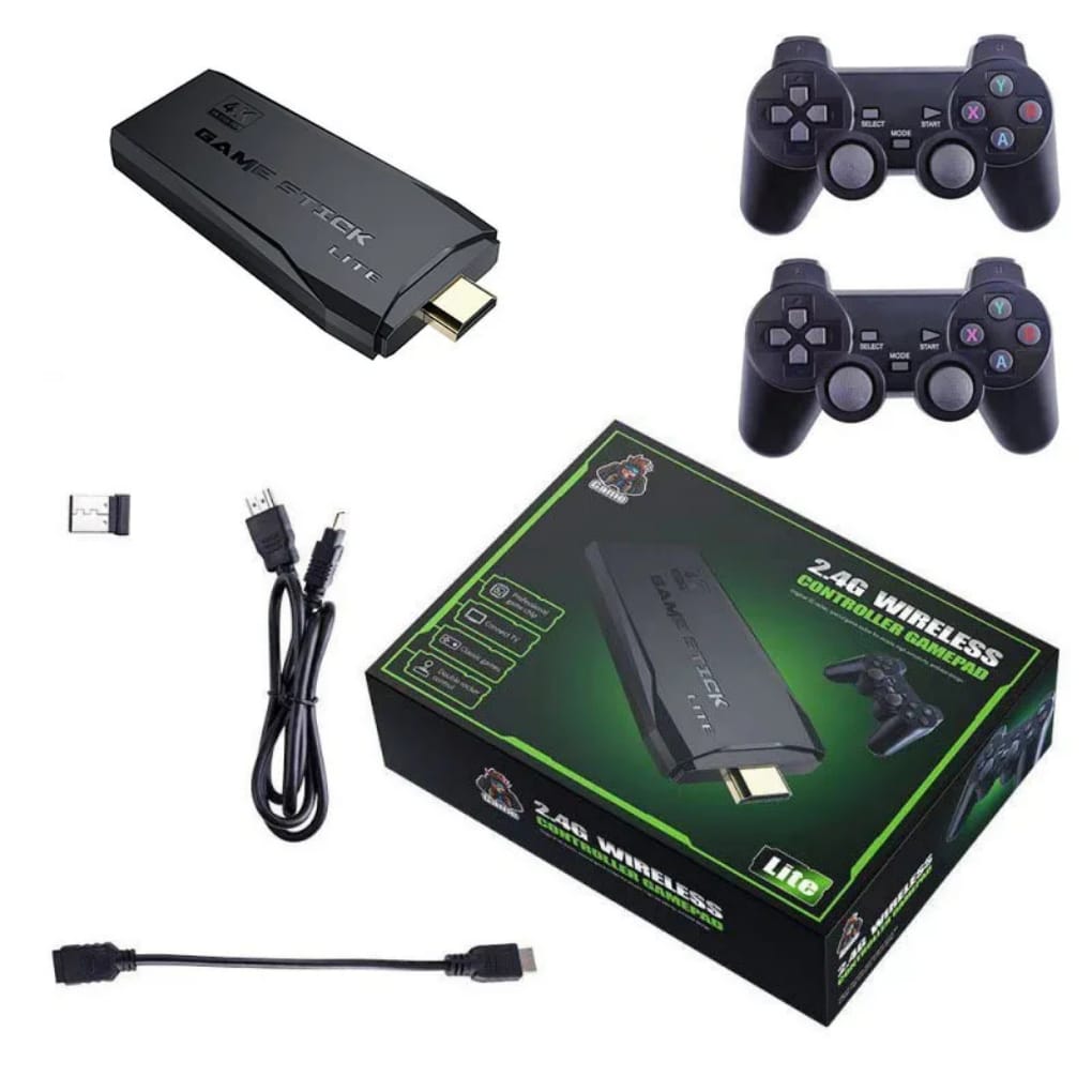 Game Stick Lite 4K — Mini Console HDMI +3500 Jeux + 2 Manettes Sans Fil 2.4G