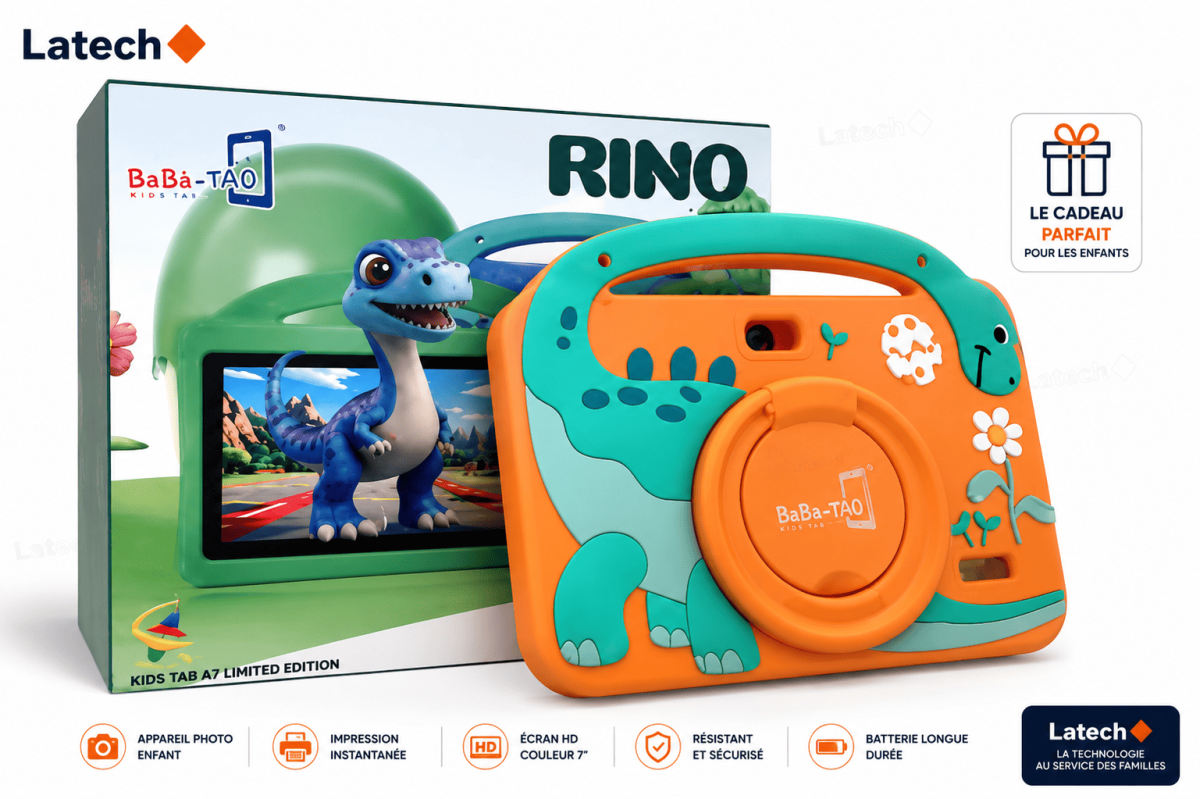 Tablette Enfant Bebe-Tab RINO – Tablette Éducative Android avec Coque Antichoc Dinosaure